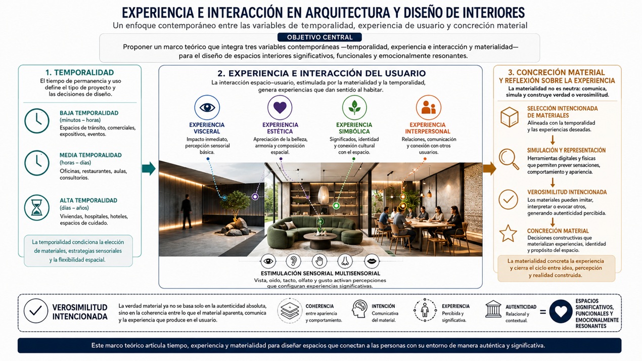 Experiencia e interacción en Arquitectura y el Diseño de Interiores: Un Enfoque Contemporáneo entre las variables de temporalidad, experiencia de usuario y concreción material